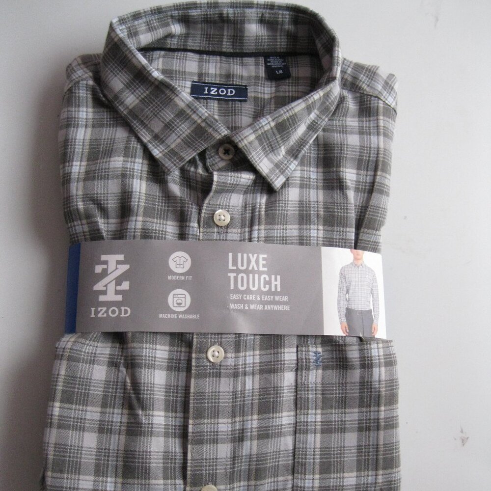Izod Men’s Luxe Touch Button Up Shirt Easy care & Easy wear Wash & wear Anywhere